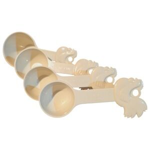 Paula Deen Cream Rooster 4 Measuring Cups Kitchen Baking Utensils Farmhouse